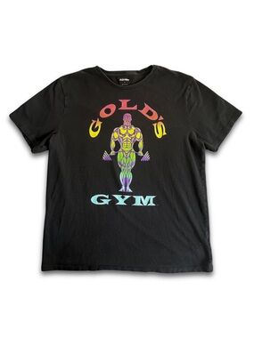 Old Navy Black Short Sleeve Tee with Multicolor 'Gold's Gym' Graphic